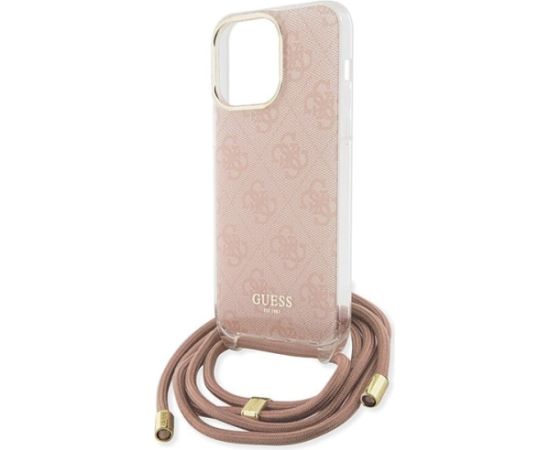Guess GUHCP15LHC4SEP Hardcase Crossbody Cord 4G Print Aizsargapvalks priekš iPhone 15 Pro 6.1" / rozā Neoriģinālie Maciņi