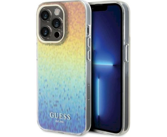 Guess GUHCP14XHDECMI IML Faceted Mirror Disco Iridescen Aizsargapvalks priekš iPhone 14 Pro Max 6.7" Neoriģinālie Maciņi