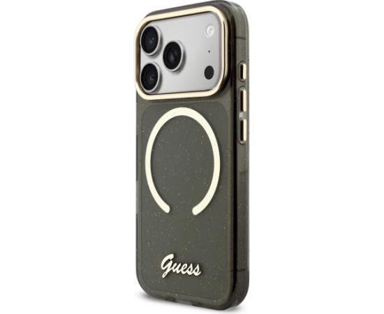 Guess IML Glitters Script Strap MagSafe Защитный чехол для iPhone 17 Pro / чёрный Чехлы - альтернативные