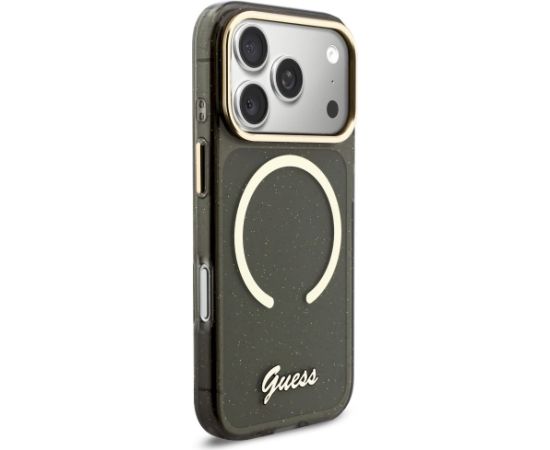 Guess IML Glitters Script Strap MagSafe Защитный чехол для iPhone 17 Pro / чёрный Чехлы - альтернативные