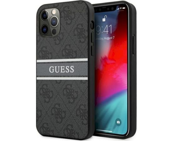 Guess GUHCP12L4GDGR Hardcase 4G Stripe Aizsargapvalks priekš iPhone 12 Pro Max 6,7" / pelēks Neoriģinālie Maciņi