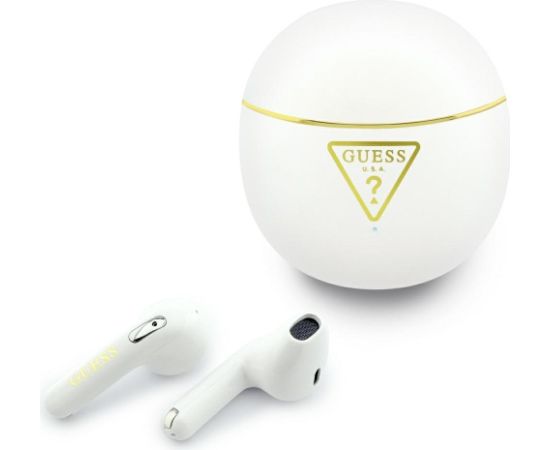 TWS Earphones Guess Gold Line Triangle Bezvadu austiņas / balts Austiņas