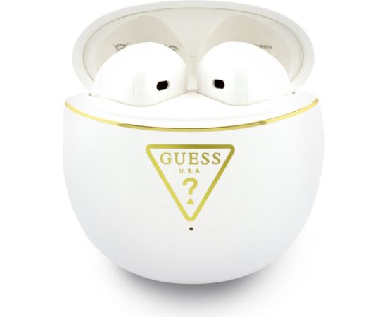 TWS Earphones Guess Gold Line Triangle Bezvadu austiņas / balts Austiņas