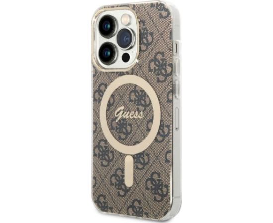 Guess Set GUBPP14LH4EACSW Aizsargapvalks un lādētājs priekš iPhone 14 Pro 6,1" / brūns Neoriģinālie Maciņi