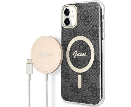 Guess Set GUBPN61H4EACSK Aizsargapvalks + lādētājs priekš iPhone 11 6.1" / melns Neoriģinālie Maciņi