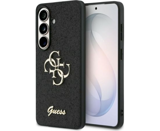 Guess Fixed Glitter Big 4G Metal Logo Aizsargapvalks priekš Samsung Galaxy S26 / melns Neoriģinālie Maciņi