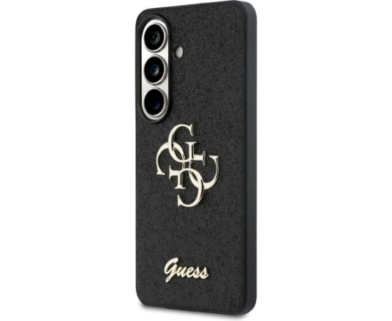 Guess Fixed Glitter Big 4G Metal Logo Aizsargapvalks priekš Samsung Galaxy S26 / melns Neoriģinālie Maciņi