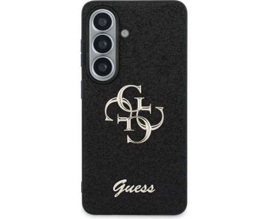 Guess Fixed Glitter Big 4G Metal Logo Aizsargapvalks priekš Samsung Galaxy S26 / melns Neoriģinālie Maciņi
