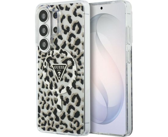 Guess IML Leopard Print Triangle MagSafe Aizsargapvalks priekš Samsung Galaxy S26 Ultra / melns Neoriģinālie Maciņi