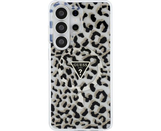 Guess IML Leopard Print Triangle MagSafe Aizsargapvalks priekš Samsung Galaxy S26 Ultra / melns Neoriģinālie Maciņi