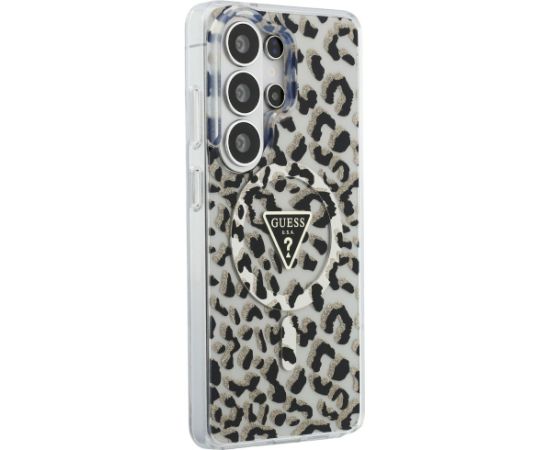 Guess IML Leopard Print Triangle MagSafe Aizsargapvalks priekš Samsung Galaxy S26 Ultra / melns Neoriģinālie Maciņi