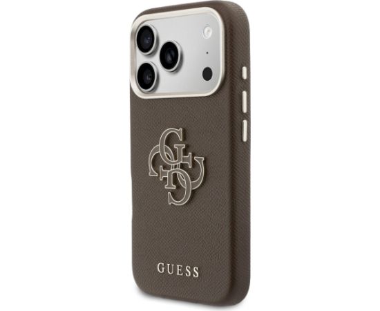 Guess FW Resin Logo Case Aizsargapvalks priekš iPhone 17 Pro / brūns Neoriģinālie Maciņi