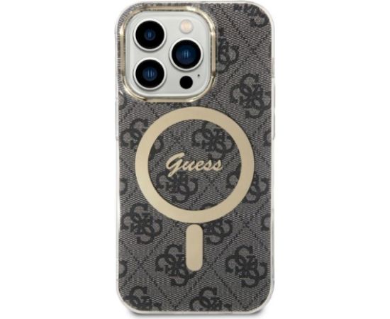 Guess Set GUBPP14XH4EACSK Aizsargapvalks priekš iPhone 14 Pro Max 6,7" / melns hard case 4G Print Mag Neoriģinālie Maciņi