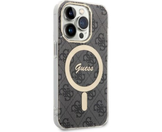 Guess Set GUBPP14XH4EACSK Aizsargapvalks priekš iPhone 14 Pro Max 6,7" / melns hard case 4G Print Mag Neoriģinālie Maciņi