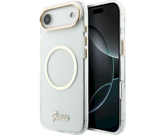 Case Guess IML Script Metal MagSafe Aizsargapvalks priekš iPhone 17 Air / caurspīdīgs Neoriģinālie Maciņi