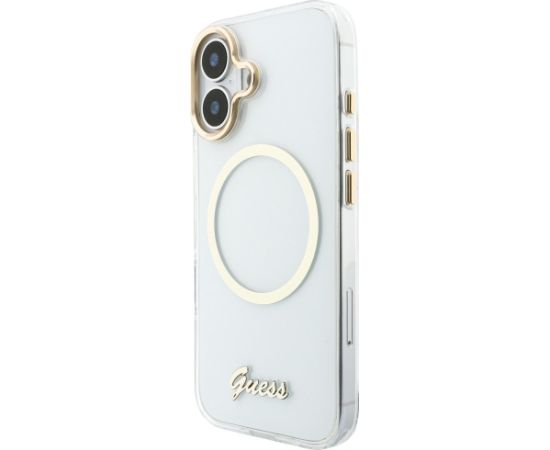 Guess IML Script Metal MagSafe Case Aizsargapvalks priekš iPhone 17 / caurspīdīgs Neoriģinālie Maciņi