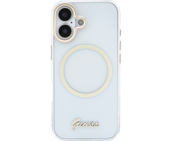 Guess IML Script Metal MagSafe Case Aizsargapvalks priekš iPhone 17 / caurspīdīgs Neoriģinālie Maciņi