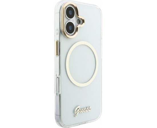 Guess IML Script Metal MagSafe Case Aizsargapvalks priekš iPhone 17 / caurspīdīgs Neoriģinālie Maciņi
