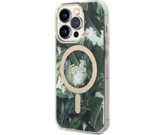 Guess Set GUBPP14LHJEACSA Case+Charger Aizsargapvalks priekš iPhone 14 Pro 6,1" / zaļš Neoriģinālie Maciņi