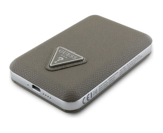 Guess Grained Triangle Uzlādes akumulators 5000mAh 15W USB-C MagSafe Inductive / brūns Power Banks