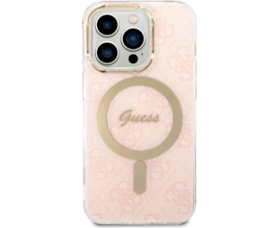 Guess Set GUBPP14LH4EACSP Aizsargapvalks un lādētājs priekš iPhone 14 Pro 6,1" / rozā Neoriģinālie Maciņi
