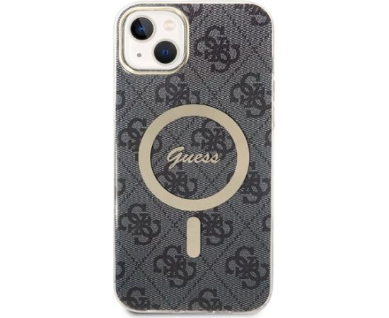 Guess Set GUBPP14SH4EACSK Aizsargapvalks un lādētājs priekš iPhone 14 / 15 / 13 6,1" / melns hard case 4G Print M Neoriģinālie Maciņi