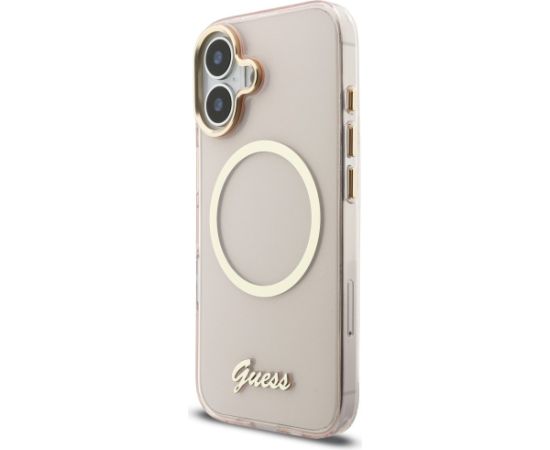 Case Guess IML Script Metal MagSafe Aizsargapvalks priekš iPhone 17 / rozā Neoriģinālie Maciņi