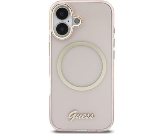 Case Guess IML Script Metal MagSafe Aizsargapvalks priekš iPhone 17 / rozā Neoriģinālie Maciņi
