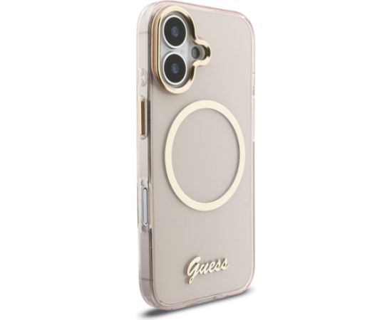 Case Guess IML Script Metal MagSafe Aizsargapvalks priekš iPhone 17 / rozā Neoriģinālie Maciņi