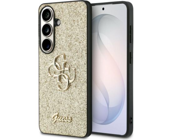 Case Guess Fixed Glitter Big 4G Metal Logo Aizsargapvalks priekš Samsung Galaxy S26 / zelta Neoriģinālie Maciņi