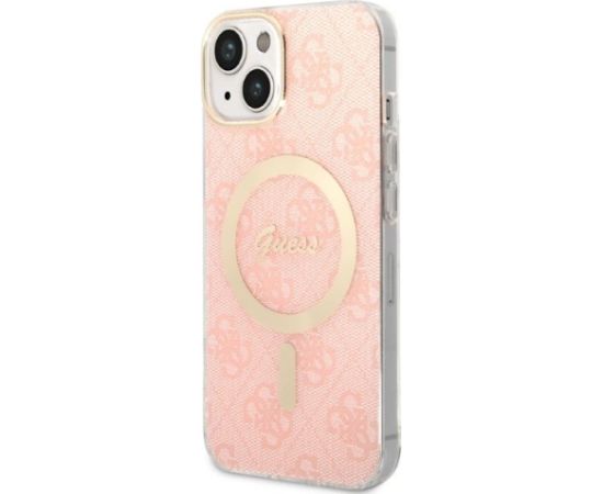 Guess Set GUBPP14MH4EACSP Aizsargapvalks + Tīkla lādētājs priekš iPhone 14 Plus / 15 Plus 6.7" / rozā Neoriģinālie Maciņi
