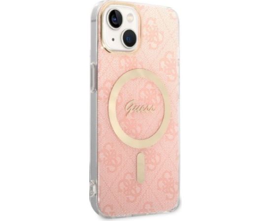 Guess Set GUBPP14MH4EACSP Aizsargapvalks + Tīkla lādētājs priekš iPhone 14 Plus / 15 Plus 6.7" / rozā Neoriģinālie Maciņi
