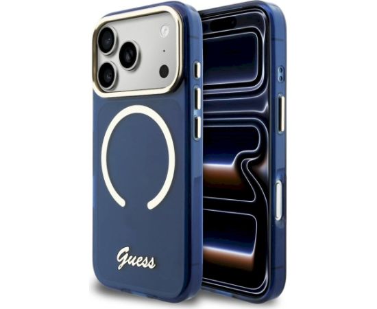 Case Guess IML Script Metal MagSafe Защитный чехол для iPhone 17 Pro Max / синий Чехлы - альтернативные