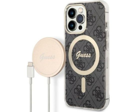 Guess Set GUBPP13LH4EACSK Case+ Charger Aizsargapvalks priekš iPhone 13 Pro / melns Neoriģinālie Maciņi