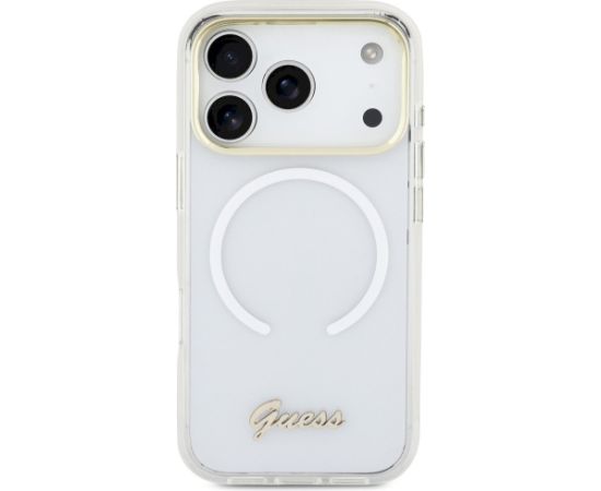 Guess IML Gradient Script Metal MagSafe Защитный чехол для iPhone 17 Pro / белый Чехлы - альтернативные