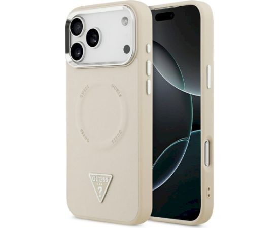 Guess Triangle Logo MagSafe Case Aizsargapvalks priekš iPhone 17 Pro / bēšs Neoriģinālie Maciņi