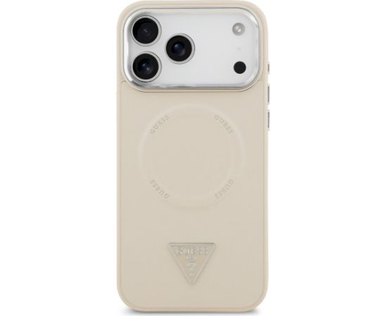 Guess Triangle Logo MagSafe Case Aizsargapvalks priekš iPhone 17 Pro / bēšs Neoriģinālie Maciņi