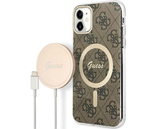 Guess Set GUBPN61H4EACSW Case+ Charger Aizsargapvalks priekš iPhone 11 6,1" / brūns Neoriģinālie Maciņi