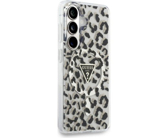 Guess IML Leopard Print Triangle MagSafe Aizsargapvalks priekš Samsung Galaxy S26 / melns Neoriģinālie Maciņi