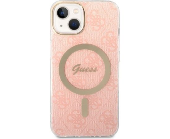 Guess Set GUBPP14SH4EACSP Case+ Charger Aizsargapvalks priekš iPhone 14 / 15 / 13 6,1" / rozā Neoriģinālie Maciņi