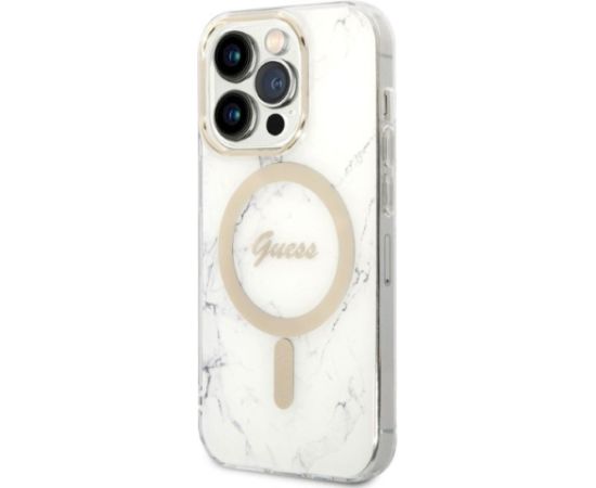 Guess Set GUBPP14LHMEACSH Aizsargapvalks ar lādētāju priekš iPhone 14 Pro 6,1" / balts Neoriģinālie Maciņi