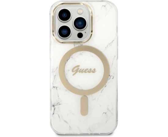 Guess Set GUBPP14LHMEACSH Aizsargapvalks ar lādētāju priekš iPhone 14 Pro 6,1" / balts Neoriģinālie Maciņi