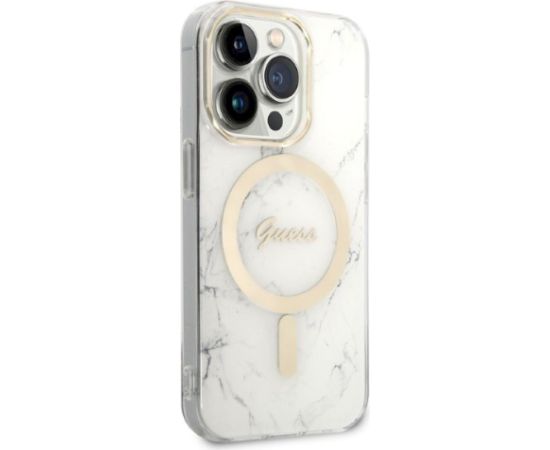 Guess Set GUBPP14LHMEACSH Aizsargapvalks ar lādētāju priekš iPhone 14 Pro 6,1" / balts Neoriģinālie Maciņi
