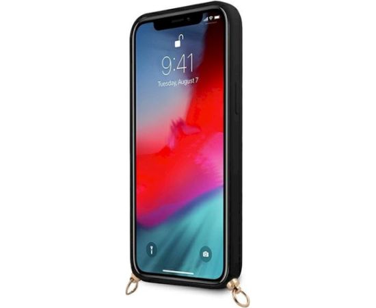 Guess GUHCP12LLSC4GBK Hardcase 4G Gold Chain Collection Aizsargapvalks priekš iPhone 12 Pro Max 6,7" / melns Neoriģinālie Maciņi