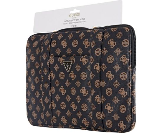 Guess Sleeve 14" Peony Pocket Triangle Klēpjdatora maciņš / melns Somas portatīvajiem datoriem