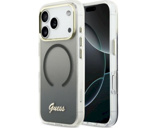 Guess IML Gradient Script Metal MagSafe Case Защитный чехол для iPhone 17 Pro / чёрный Чехлы - альтернативные