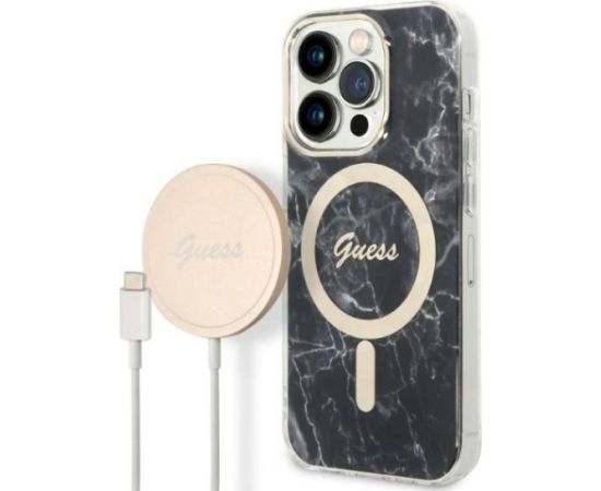 Guess Set GUBPP14LHMEACSK Aizsargapvalks priekš iPhone 14 Pro 6,1" / melns Neoriģinālie Maciņi