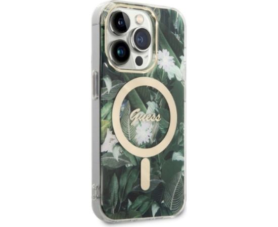 Guess Set GUBPP14XHJEACSA Case+Charger Aizsargapvalks priekš iPhone 14 Pro Max 6,7" / zaļš Neoriģinālie Maciņi