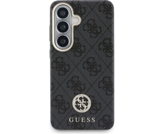Guess 4G Rhinestone Round Logo MagSafe Aizsargapvalks priekš Samsung Galaxy S26 / melns Neoriģinālie Maciņi