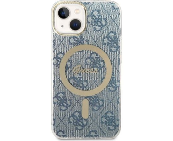 Guess Set GUBPP14MH4EACSB Aizsargapvalks un lādētājs priekš iPhone 14 Plus / 15 Plus 6.7" / zils Neoriģinālie Maciņi